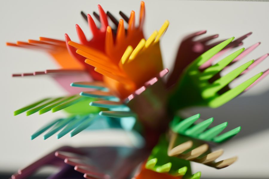 Plastic forks in various colors