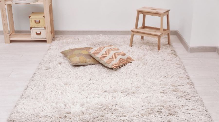 White soft rug on floor indoors
