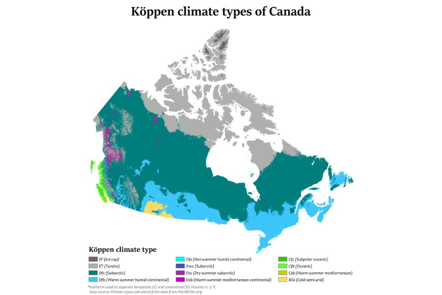 Köppen climate types of Canada