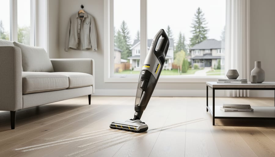 Kärcher cordless vacuum cleaner displayed in modern Canadian home interior