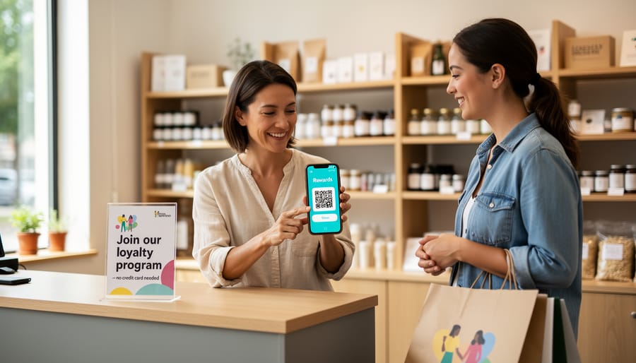 Small business owner planning customer loyalty program strategy